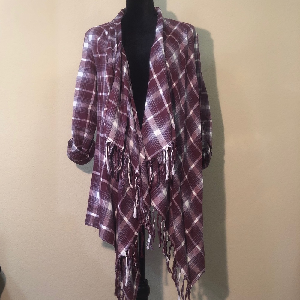 BillaBong Red Plaid Cardigan Size Small
